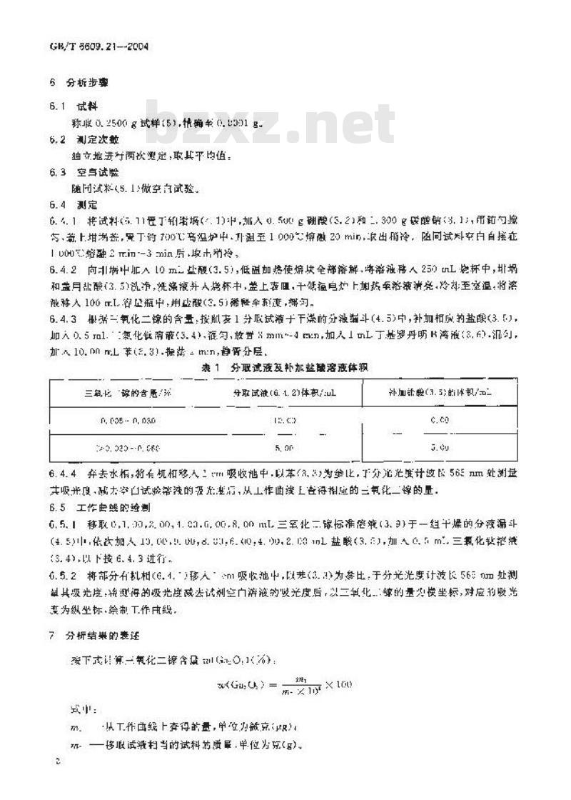 GB/T 6609.21-2004 氧化铝化学分析方法和物理性能测定方法 丁基罗丹明B分光光度法测定三氧化二镓含量 GB/T 6609.21-2004 氧化铝化学分析方法和物理性能测定方法 丁基罗丹明B分光光度法测定三氧化二镓含量