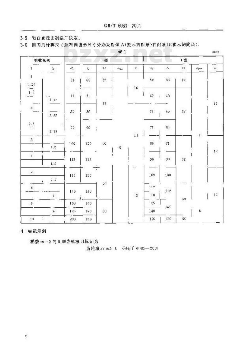 GB/T 6083-2001 齿轮滚刀 基本型式和尺寸 GB/T 6083-2001 齿轮滚刀 基本型式和尺寸