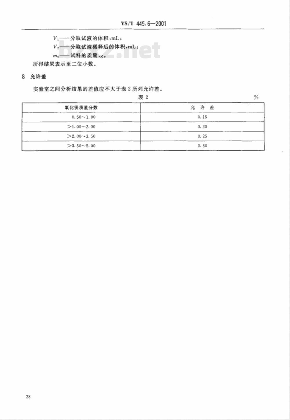 YS/T 445.6-2001 银精矿化学分析方法 氧化镁量的测定 YS/T 445.6-2001 银精矿化学分析方法 氧化镁量的测定