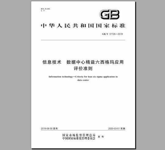 GB/T 37726-2019 信息技术 数据中心精益六西格玛应用评价准则