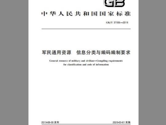 GB/T 37936-2019 军民通用资源 信息分类与编码编制要求