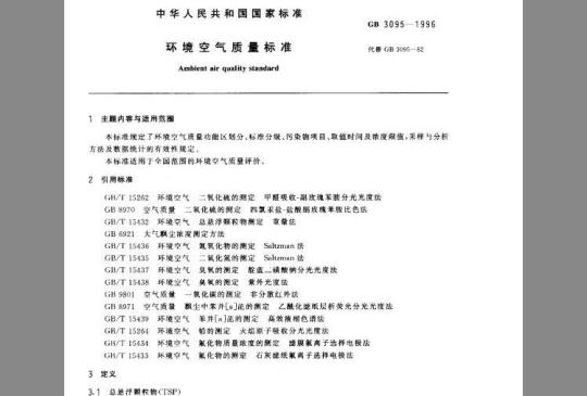 GB 3095-1996 环境空气质量标准