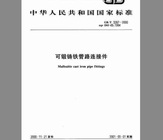 GB/T 3287-2000 可锻铸铁管路连接件