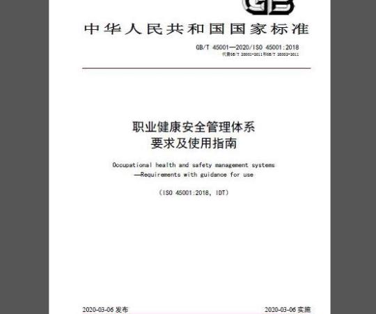 GB/T 45001-2020 职业健康安全管理体系 要求及使用指南