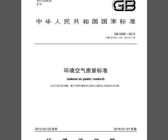 GB 3095-2012 环境空气质量标准