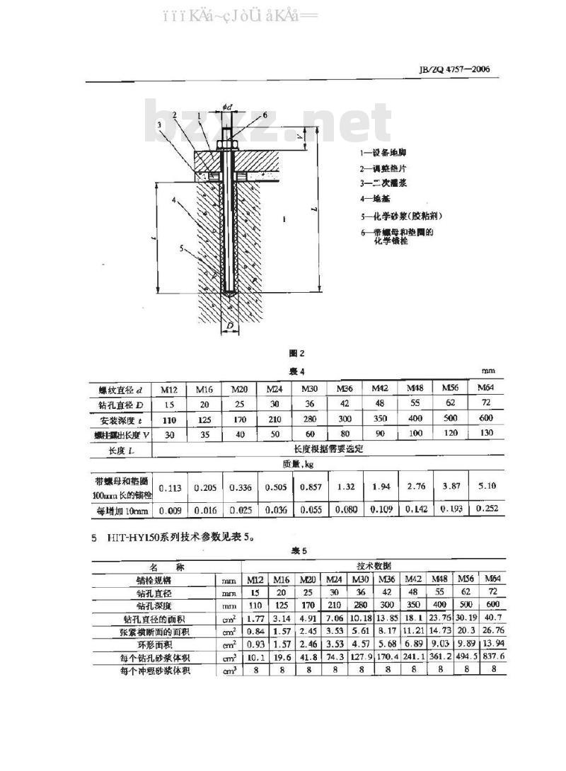 JB/ZQ 4757-2006 化学锚栓 JB/ZQ 4757-2006 化学锚栓
