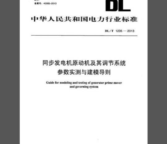 DL/T 1235-2013 同步发电机原动机及其调节系统参数实测与建模导则