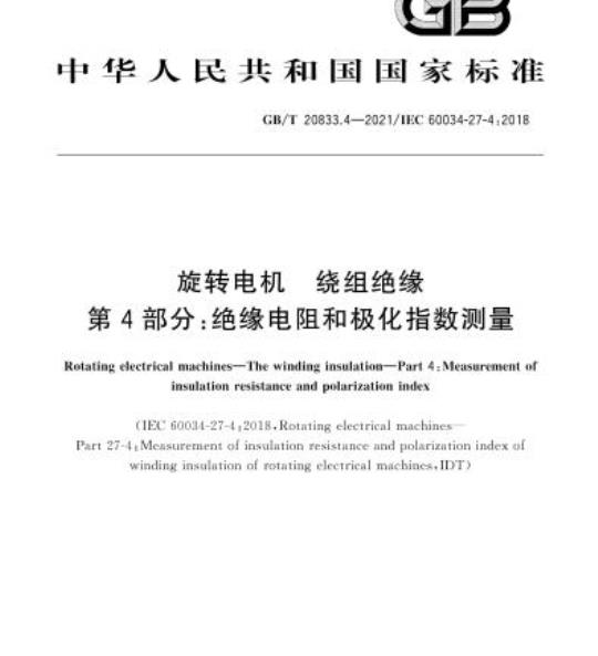 GB/T 20833.4-2021 旋转电机 绕组绝缘第4部分:绝缘电阻和极化指数测量