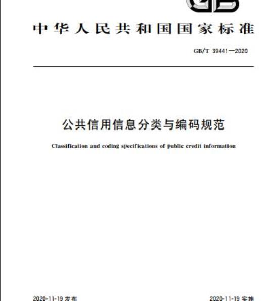 Classification and coding specifications of public credit information