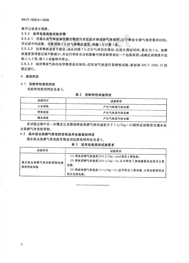 SN/T 1828.6-2006 进出口危险货物分类试验方法第6部分:遇水放出易燃气物质 SN/T 1828.6-2006 进出口危险货物分类试验方法第6部分:遇水放出易燃气物质