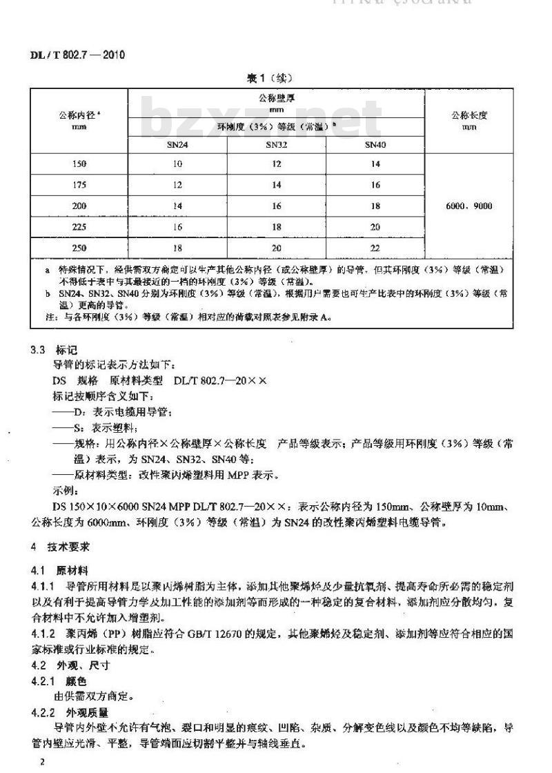 DL/T 802.7-2010 电力电缆用导管技术条件 第7部分：非开挖用改性聚丙烯塑料电缆导管