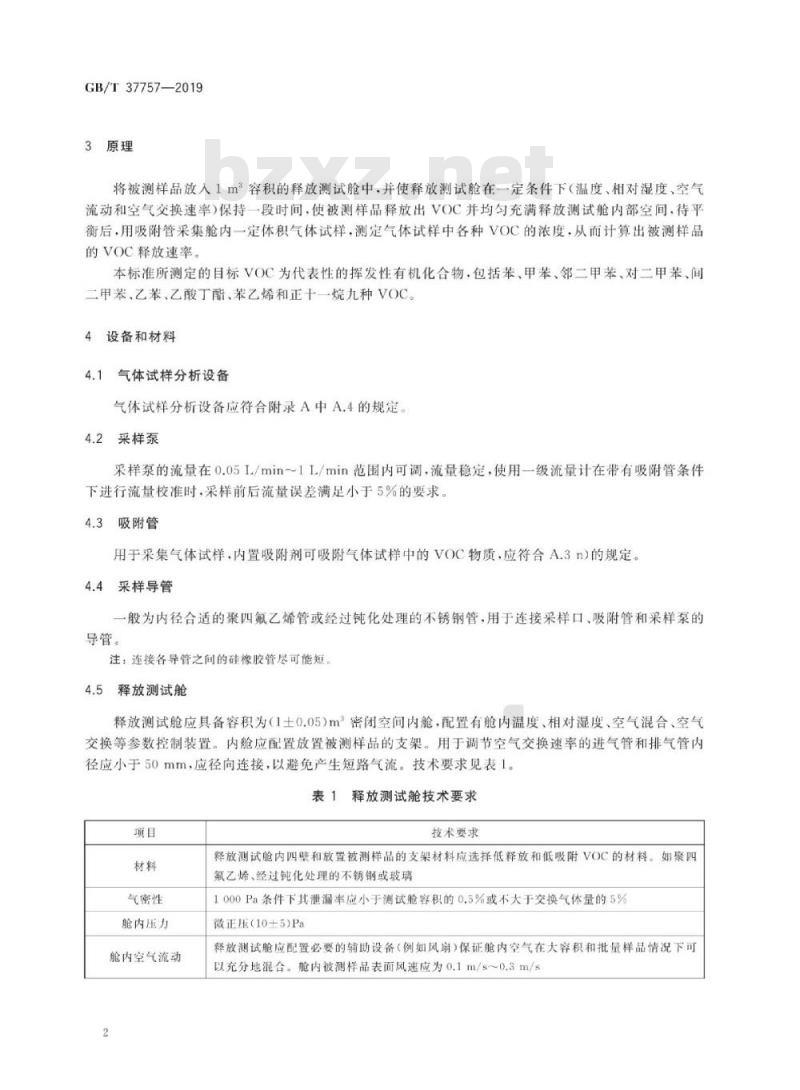 GB/T 37757-2019 电子电气产品用材料和零部件中挥发性有机物释放速率的测定 释放测试舱-气相色谱质谱法 GB/T 37757-2019 电子电气产品用材料和零部件中挥发性有机物释放速率的测定 释放测试舱-气相色谱质谱法