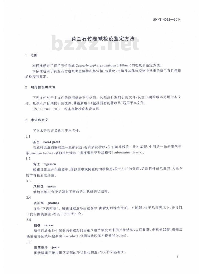 SN/T 4082-2014 荷兰石竹卷蛾检疫鉴定方法 SN/T 4082-2014 荷兰石竹卷蛾检疫鉴定方法