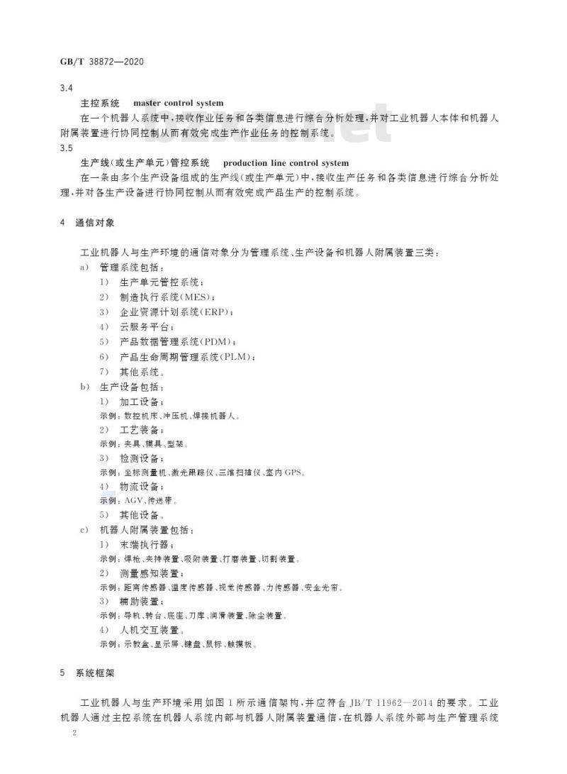GB/T 38872-2020 工业机器人与生产环境通信架构 GB/T 38872-2020 工业机器人与生产环境通信架构