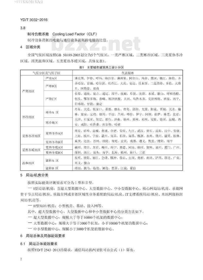 YD/T 3032-2016 通信局站动力和环境能效要求和评测方法 YD/T 3032-2016 通信局站动力和环境能效要求和评测方法