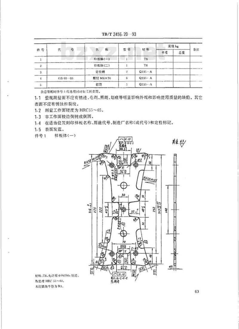 TB/T 2456.1~20-93 车辆检具标准
