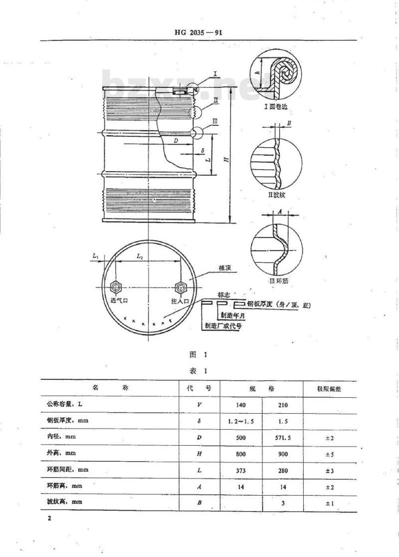 HG 2035-1991 黄磷包装钢桶技术条件 HG 2035-1991 黄磷包装钢桶技术条件