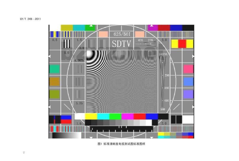 GY/T 249-2011 标准清晰度电视测试图 GY/T 249-2011 标准清晰度电视测试图