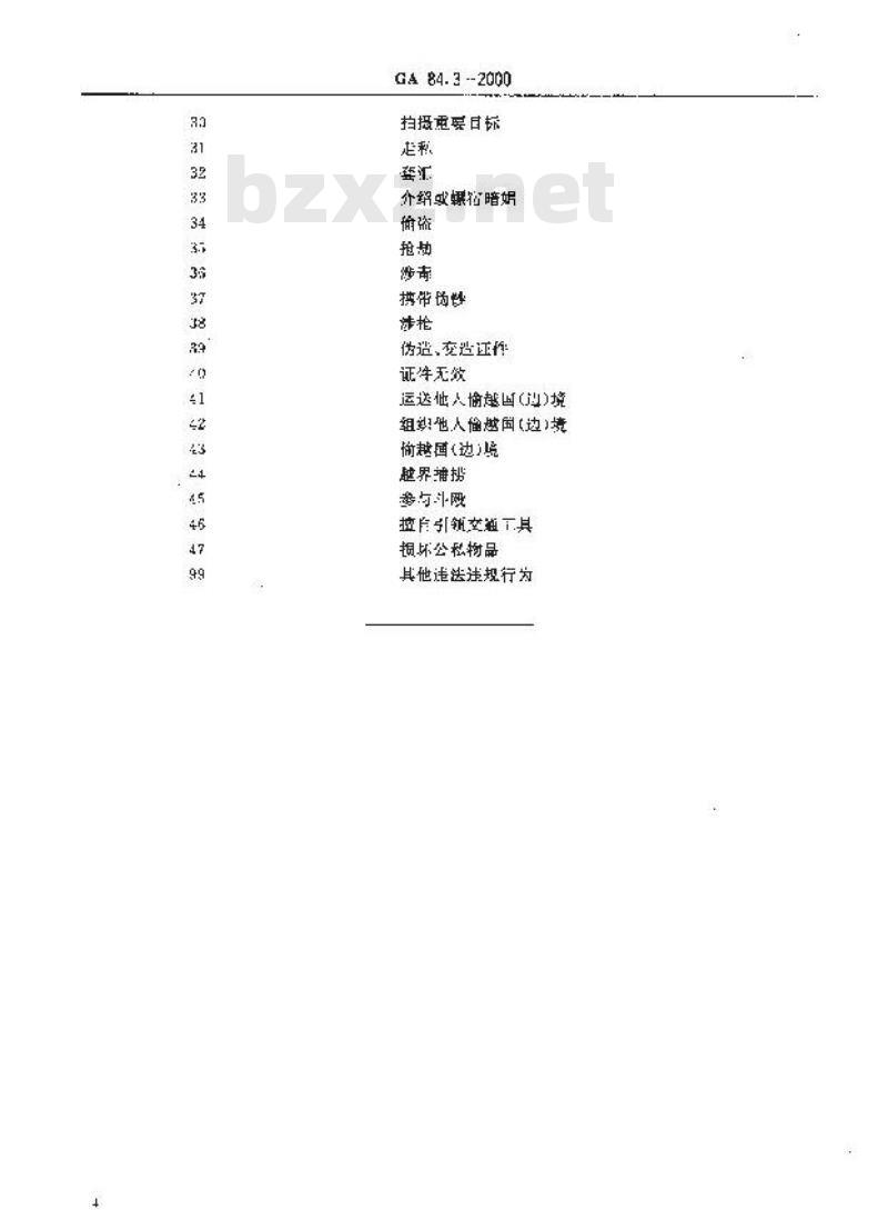 GA 84.3-2000 边防管理违法、违规信息代码第3部分:人员违法、违规类别代码 GA 84.3-2000 边防管理违法、违规信息代码第3部分:人员违法、违规类别代码