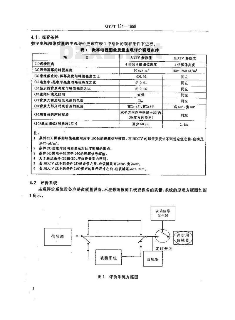 GY/T 134-1998 数字电视图像质量主观评价方法