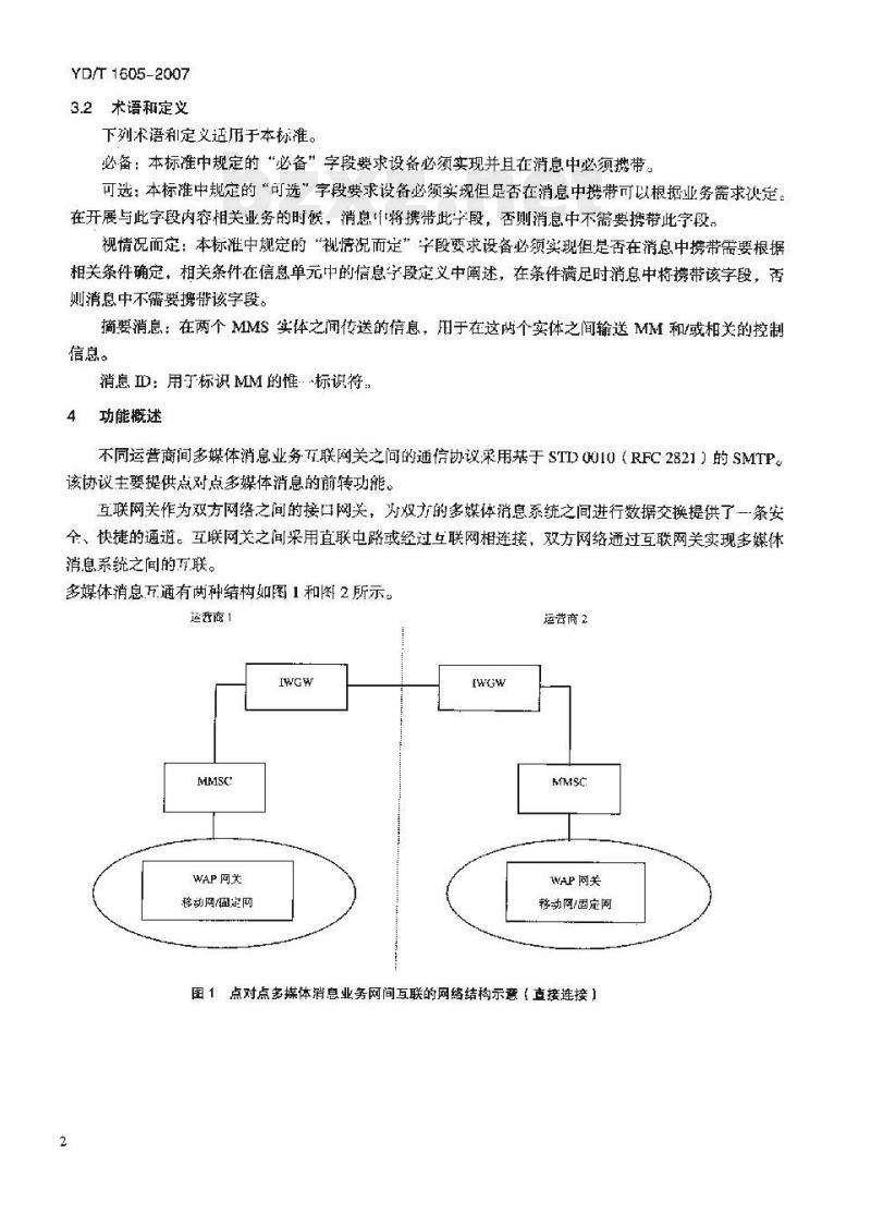 YD/T 1605-2007 点对点多媒体消息业务网间互通协议要求