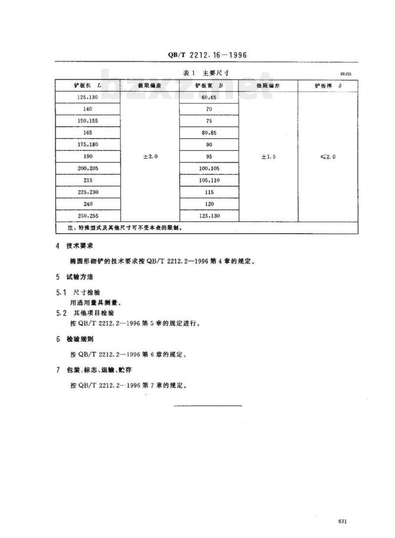 QB/T 2212. 16-1996 建筑工具(泥瓦类)椭圆形砌铲