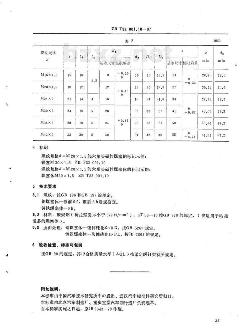 QC/T 385-1999 六角头磁性螺塞