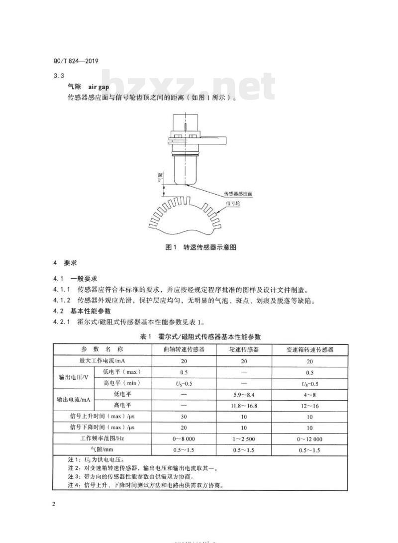 QC/T 824-2019 汽车用转速传感器