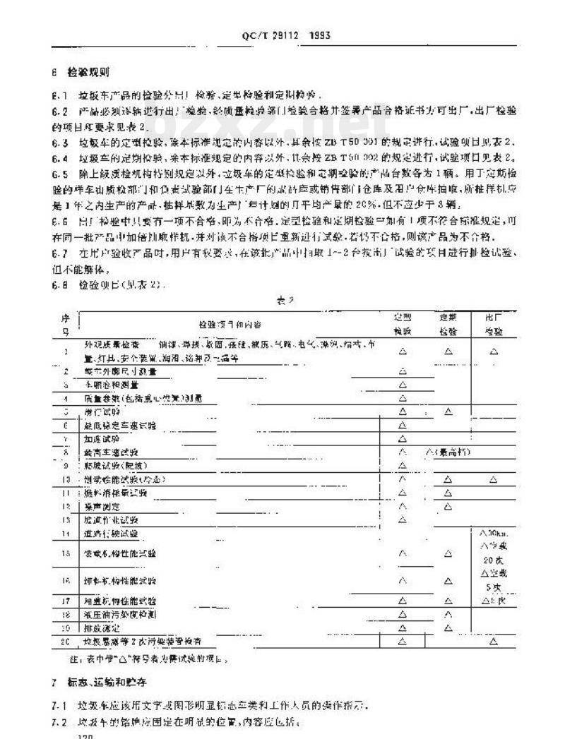 QC/T 29112-1993 垃圾车技术条件