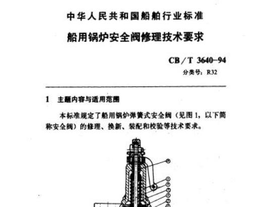 CB/T 3640-94 船用锅炉安全阀修理技术要求