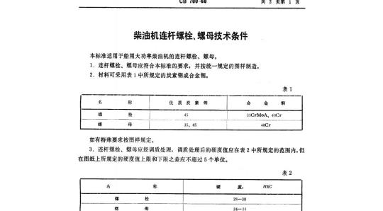 CB 700-68 柴油机连杆螺栓、螺母技术条件