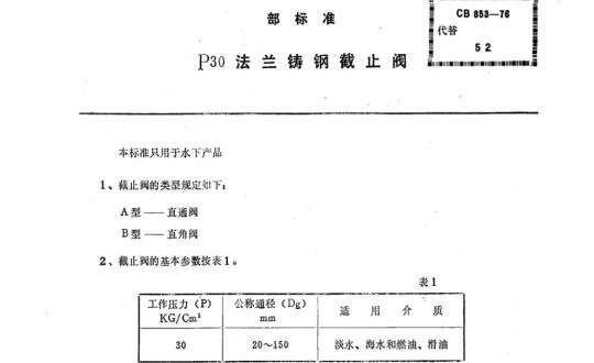 CB 853-76 p30法兰铸钢截止阀