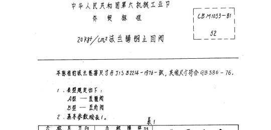 CBM 1053-81 20kgf-cm2法兰铸钢止回阀