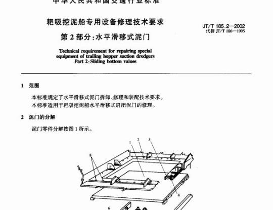 JT/T 185.2-2002 耙吸挖泥船专用设备修理技术要求第2部分:水平滑移式泥门