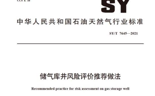 SY/T 7645—2021 储气库井风险评价推荐做法