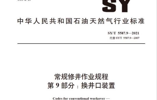 SY/T 5587.9—2021 常规修井作业规程第9部分:换井口装置