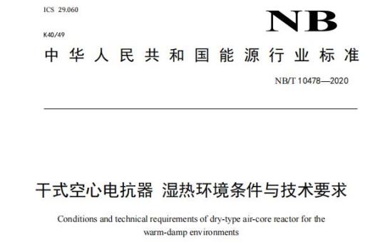 NB/T 10478—2020 干式空心电抗器湿热环境条件与技术要求