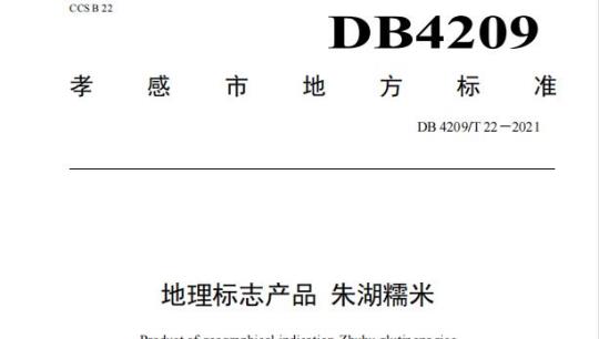 DB 4209/T 22——2021 地理标志产品朱湖糯米