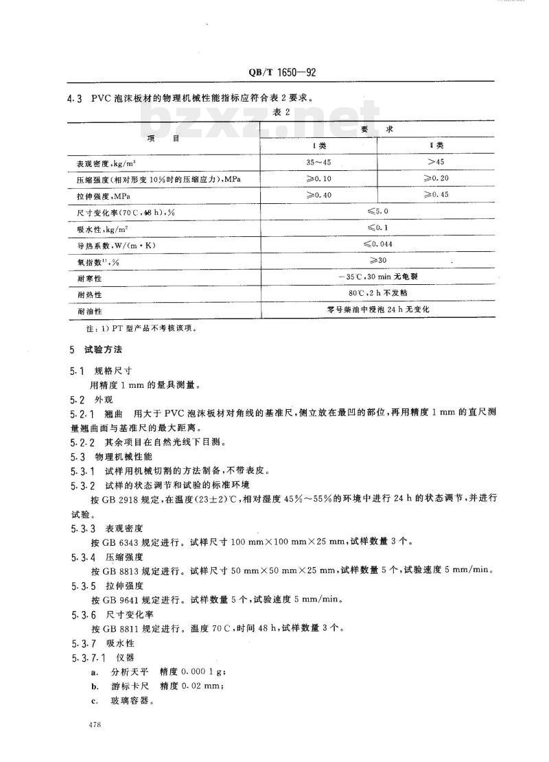 QB/T 1650-1992 硬质聚氯乙烯泡沫塑料板材 QB/T 1650-1992 硬质聚氯乙烯泡沫塑料板材