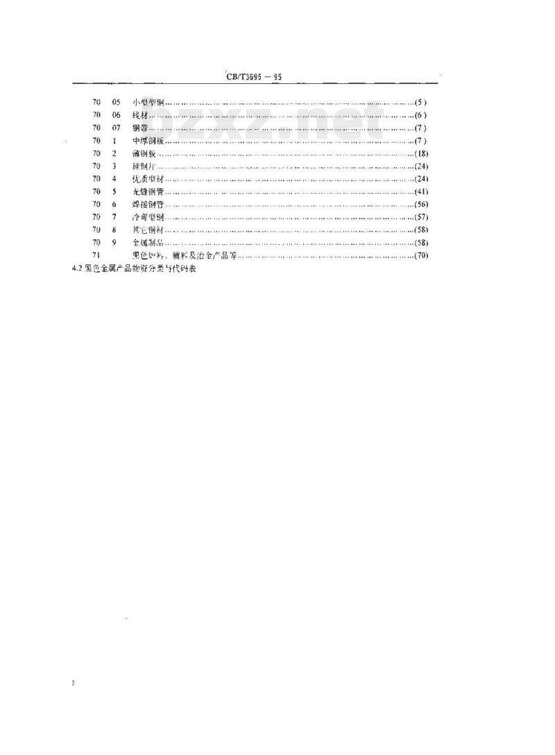 CB/T 3695-95 黑色金属产品物资分类与代码 CB/T 3695-95 黑色金属产品物资分类与代码