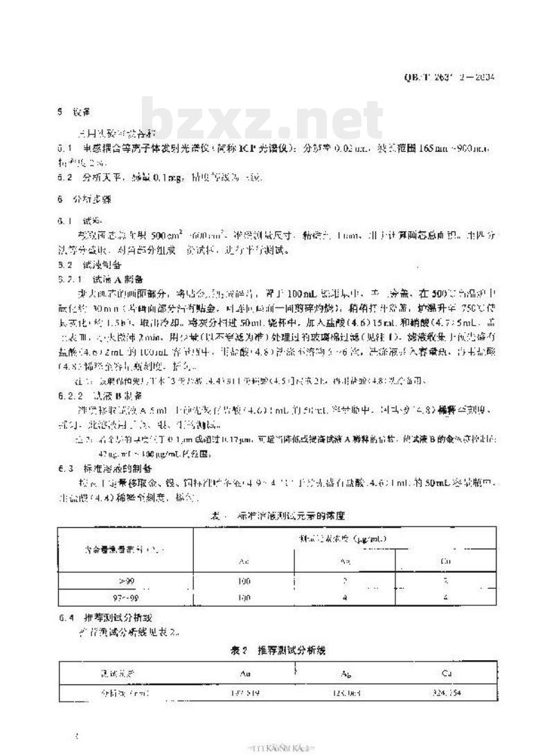 QB/T 2631.2—2004 金饰工艺画金层含金量与厚度测定ICP光谱法第⒉部分:金箔画