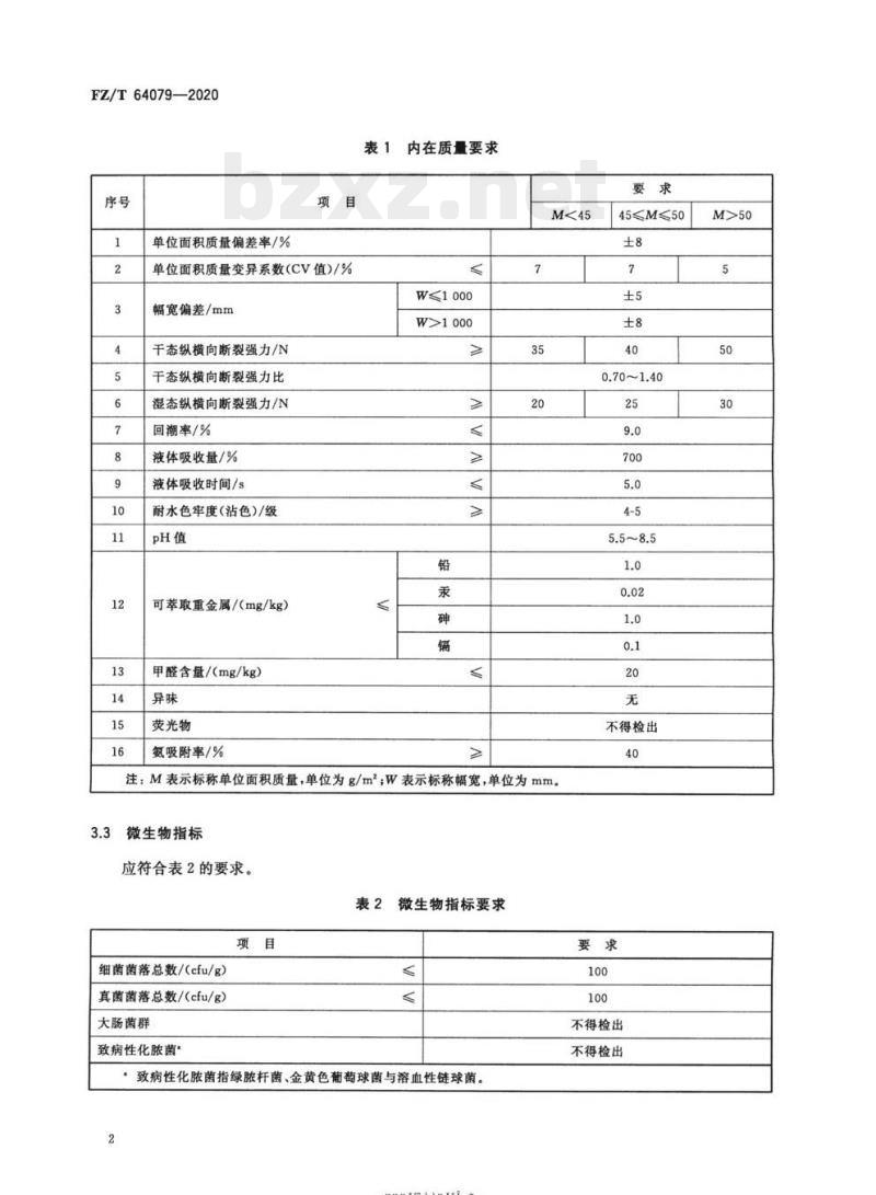 FZ/T 64079-2020 面膜用竹炭粘胶纤维非织造布 FZ/T 64079-2020 面膜用竹炭粘胶纤维非织造布