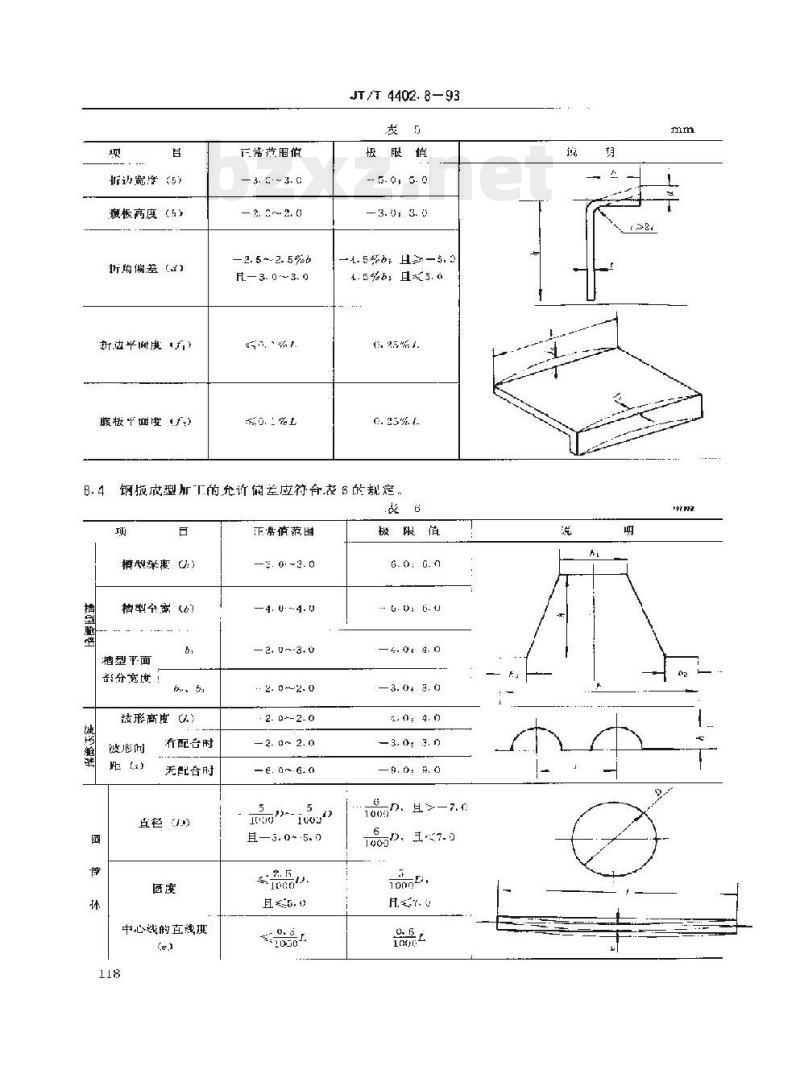JT/T 4402.8-93 船体修理技术要求钢板加工