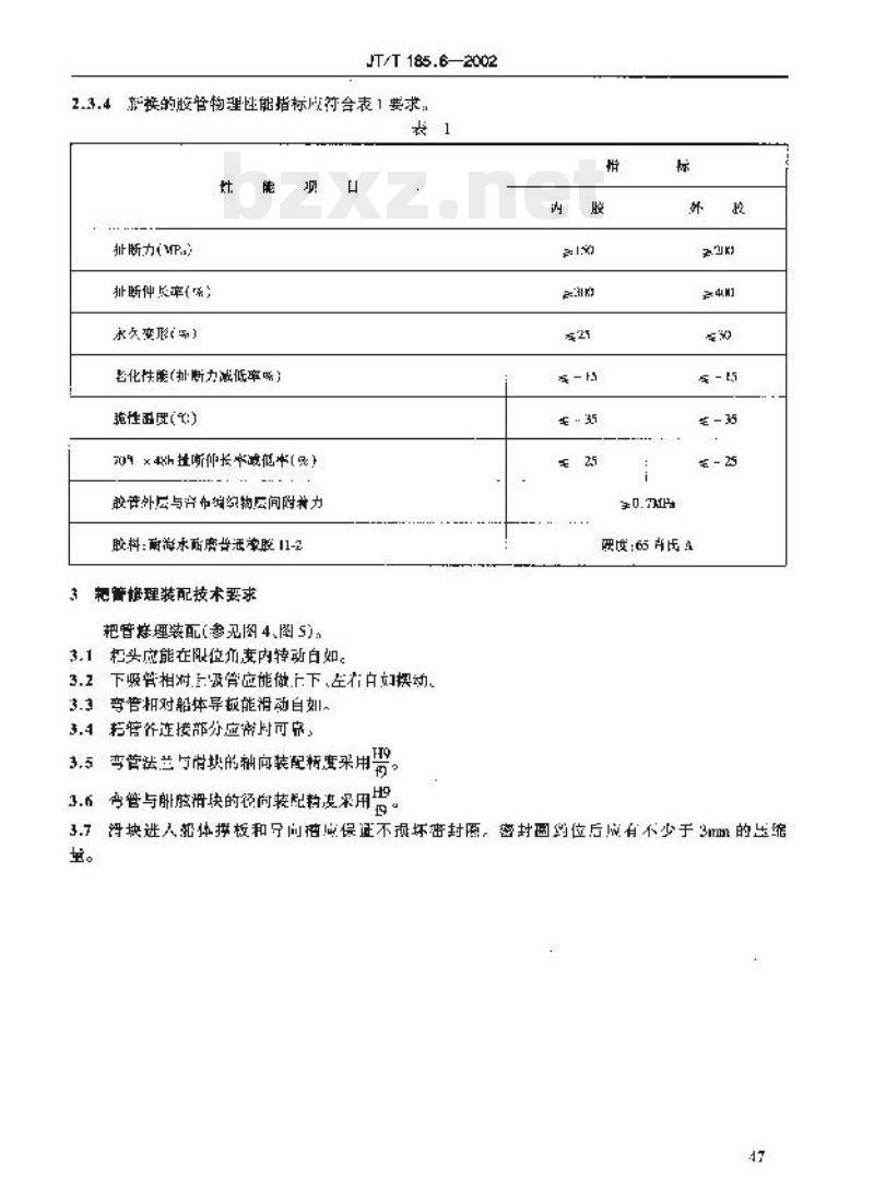 JT/T 185.6-2002 耙吸挖泥船专用设备修理技术要求第6部分:耙管 JT/T 185.6-2002 耙吸挖泥船专用设备修理技术要求第6部分:耙管