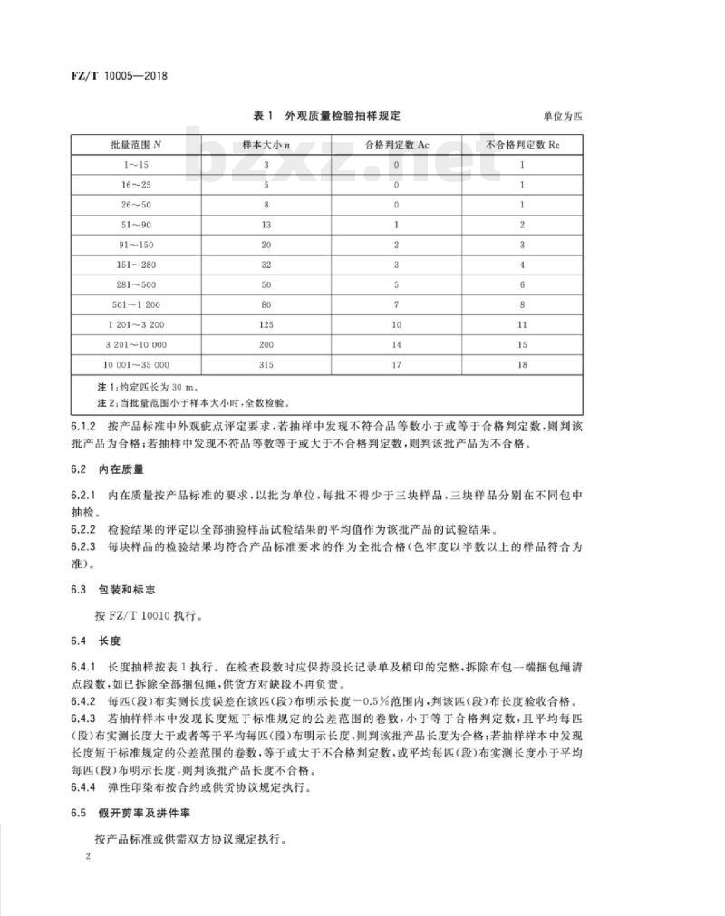FZ/T 10005-2018 棉及化纤纯纺、混纺印染布检验规则 FZ/T 10005-2018 棉及化纤纯纺、混纺印染布检验规则