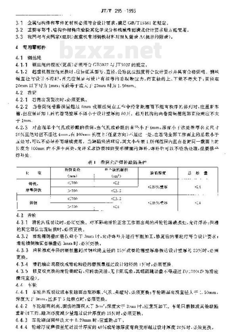 JT/T 295-1995 岸边集装箱起重机修理技术规范 JT/T 295-1995 岸边集装箱起重机修理技术规范