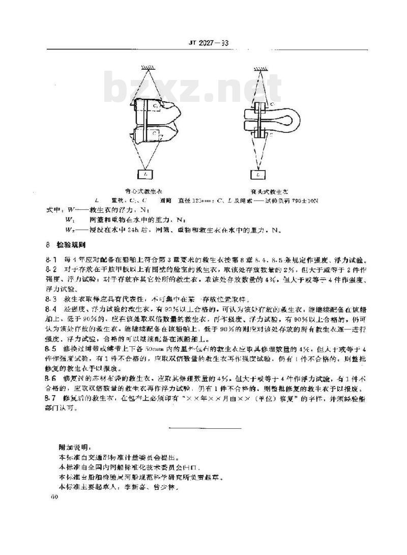 JT 2027-93 内河船舶救生衣一修复、 报废 JT 2027-93 内河船舶救生衣一修复、 报废