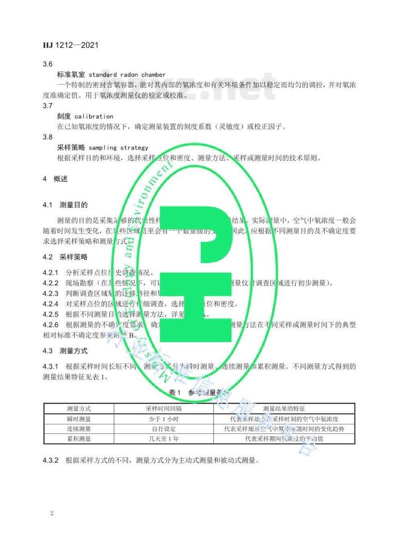 HJ 1212—2021 环境空气中氡的测量方法 HJ 1212—2021 环境空气中氡的测量方法
