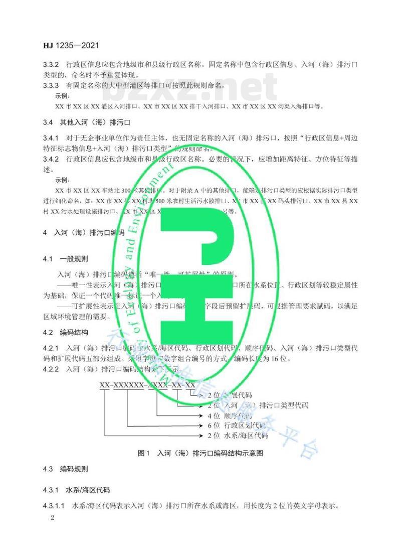HJ 1235—2021 入河（海）排污口命名与编码规则