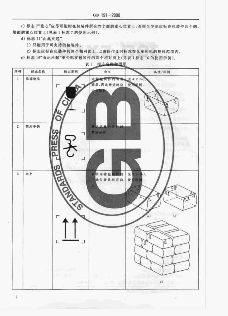 GB 191-2000 包装储运图示标志
